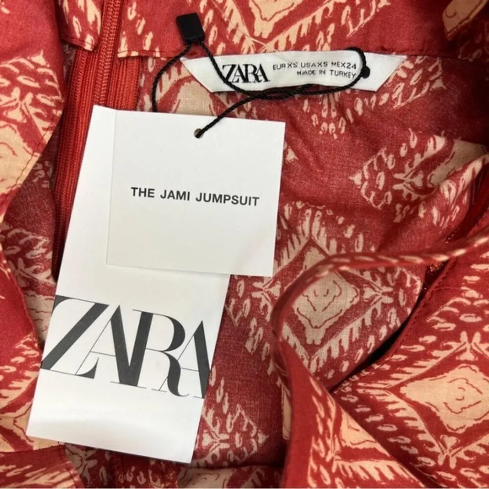 NWT ZARA THE JAMI JUMPSUIT V neck Spaghetti Straps Wide‎ Leg Size XS